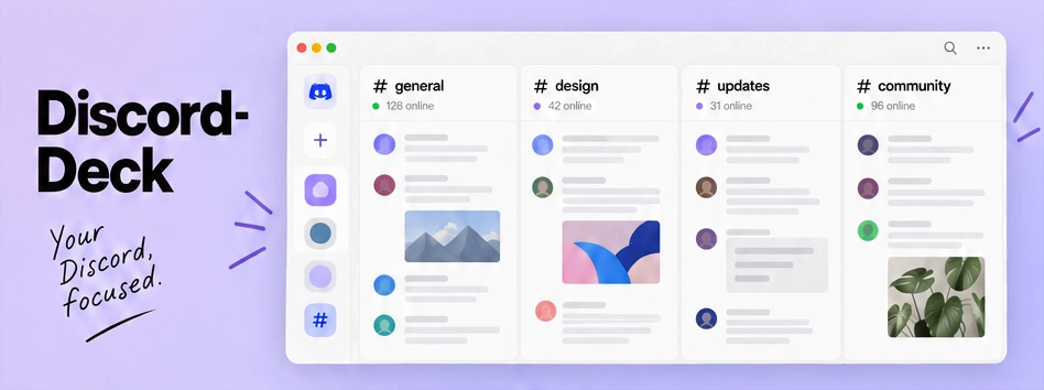 Illustrative view of Discord channels arranged side by side